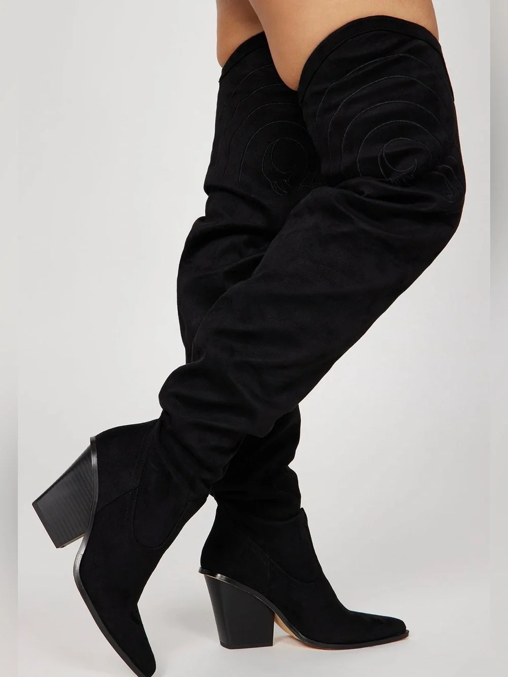 Fashion Nova Nashville Babe Black Thigh High Western Boots Size 11 NIB